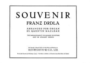 Franz Drdla: Souvenir For Organ