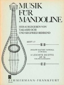 Johann Baptist Vanhal: 4 Easy Duets For 2 Mandolins Op.56