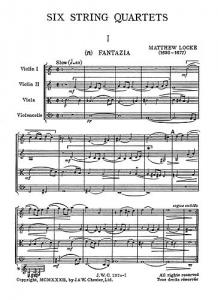 Matthew Locke: String Quartet No.1 (Miniature Score)