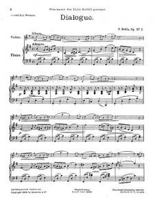 Franz Drdla: Dialogue For Violin And Piano Op.27 No.1