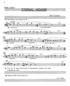 John Tavener: Eternal Memory (Solo Cello Part)