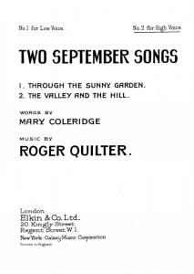 Roger Quilter: Two September Songs Op.18 Nos. 5 And 6 (High Voice)
