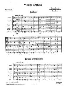 Claude Gervaise: Three Dances - Brass Quartet (Just Brass No.4)