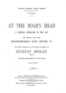 Gustav Holst: At The Boar's Head (Vocal Score)