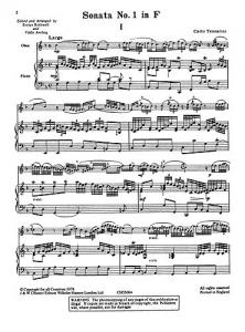 Carlo Tessarini: Sonata No.1 In F For Oboe And Piano