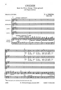 Porpora: Credidi for SSAA Chorus and Piano