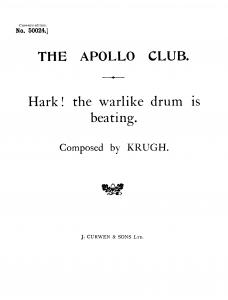 Krugh Hark! The Warlike Drum Is Beating Satb Tonic Solfa