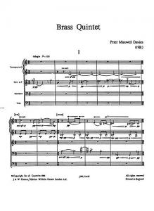 Peter Maxwell Davies: Brass Quintet Study Score