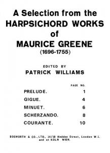 Greene, M Five Harpsichord Works Williams Pf