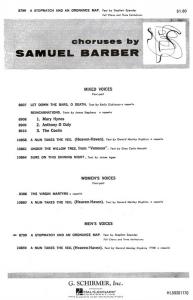 Samuel Barber: A Stopwatch And An Ordnance Map For Full Chorus And Three Kettled
