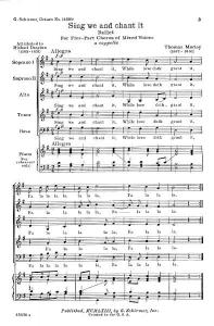 Thomas Morley: Sing We And Chant It
