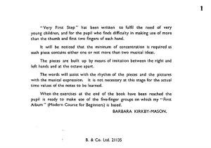Barbara Kirkby-Mason: Very First Step For Piano