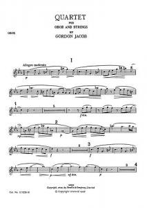 Jacob: Quartet For Oboe & Strings (Miniature Score)