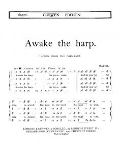 Haydn Awake The Harp Satb Tonic Solfa