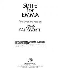 Dankworth: Suite For Emma for Clarinet and Piano