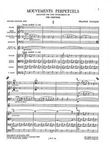 Francis Poulenc: Mouvements Perpetuels For 9 Instruments - Score