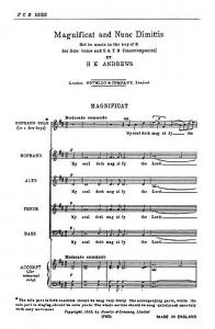 Herbert Kennedy Andrews: Magnificat And Nunc Dimittis In D