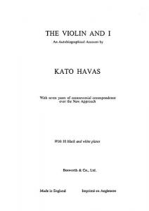 Kato Havas: The Violin And I
