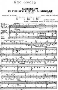Hans Millies: Concertino In The Style Of Mozart (Score/Parts)