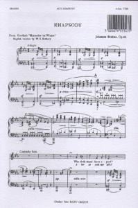 Johannes Brahms: Alto Rhapsody (Vocal Score)