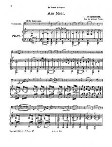 Schubert Am Meer From Three Melodies Cello/Piano (Arr Piatti)