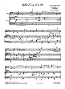 Giuseppe Valentini: Sonata No.10 In E Major For Cello and Piano