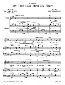 Plumstead: Mary My True Love Hath My Heart In E for Voice and Piano