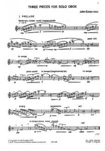 Exton: Three Pieces for Oboe Solo