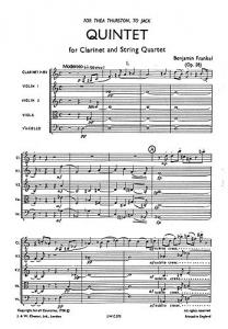 Benjamin Frankel: Quintet For Clarinet And String Quartet Op.28 (Score)