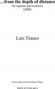 Luís Tinoco: From The Depth Of Distance (Study Score)