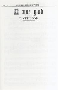 Thomas Attwood: I Was Glad When They Said Unto Me
