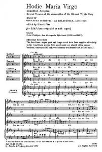 Palestrina: Hodie Maria Virgo for SSAT Chorus