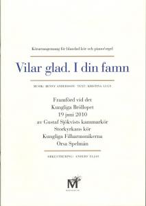 Benny Andersson: Vilar glad. I din famn (SATB)