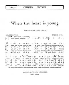 Dudley Buck: When The Heart Is Young (SATB Tonic Sol-fa)