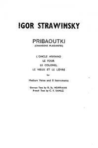 Igor Stravinsky: Pribaoutki Chansons (Miniature Score)