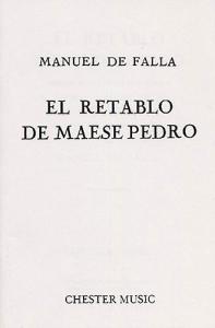 De Falla: El Retablo De Maese Pedro (Spanish Edition)