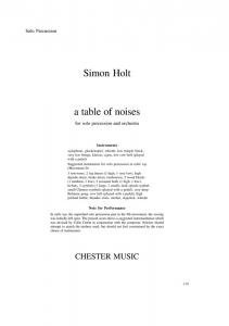Simon Holt: A Table Of Noises (Percussion Part)