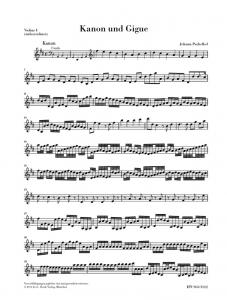 Johann Pachelbel: Canon And Gigue In D - Violin 1 Part (Henle Urtext)