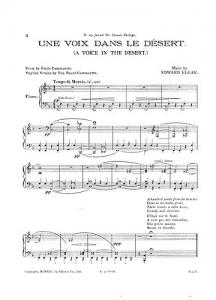 Elgar, E Une Voix Dans Le Desert Narrator And Piano