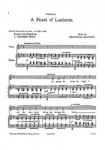 Bantock: Feast Of Lanterns. For Solo Low Voice and Piano In Bb
