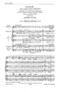 Arthur Bliss: Aubade - Soprano Soli/SATB