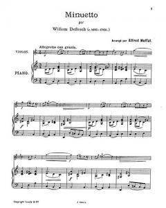 Willem De Fesch: Minuet For Violin And Piano