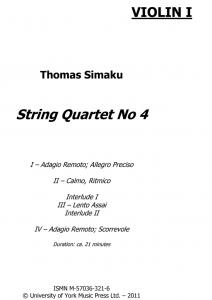 Thomas Simaku: String Quartet No. 4 - Parts