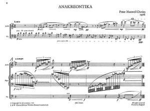 Peter Maxwell Davies: Anakreontika (Performing Score)