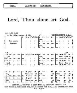 Mendelssohn Lord, Thou Alone Art God Satb Tonic Solfa