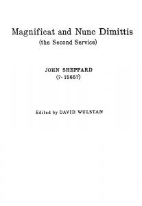 John Sheppard: Magnificat And Nunc Dimittis (2nd Service)