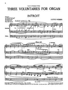W.S. Lloyd Webber: Three Voluntaries For Organ