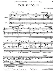 W.S. Lloyd Webber: Four Epilogues For Organ