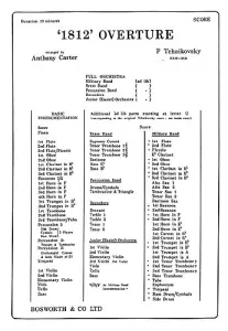 Tchaikovsky: 1812 Overture (Score And Parts)