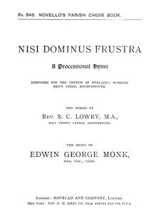 Edwin George Monk: Nisi Dominus Frustra (Hymn) Satb/Organ